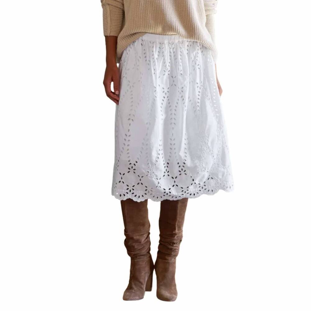 NEW FRANK & EILEEN gracie eyelet skirt in white
